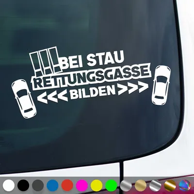 Produktbild von PantherPixel Rettungsgasse Aufkleber Bei Stau bilden freihalten Sticker Auto Geschenkidee Farbe Weiss