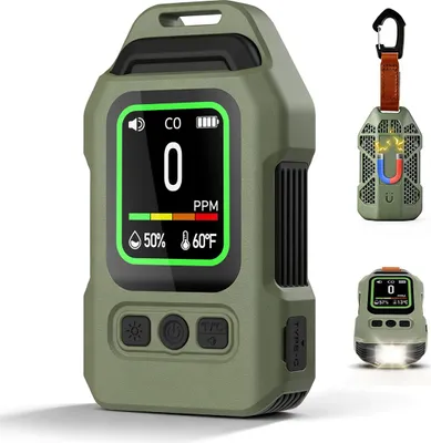 Produktbild von Tragbarer Kohlenmonoxid-Melder 3-in-1, 300 Stunden Batterielaufzeit, Mit Alarmfunktion und Notfalltaschenlampe, Ideal für Camping und Reisen