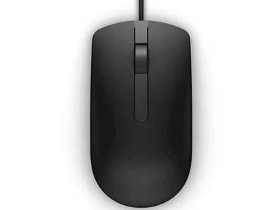 Produktbild von DELL kabelgebundene Maus – MS116 - schwarz - (RTL BOX), Beidhändig, Optisch, USB Typ-A, 1000 DPI, Schwarz
