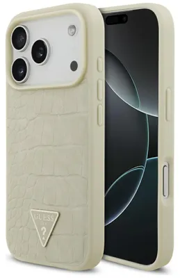Zdjęcie produktu dla GUESS case passend für IPHONE 17 Pro compatible with MagSafe GUHMP17LPCRTHCD (PU Croco Triangle Logo) gold