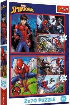 Zdjęcie produktu dla Trefl Puzzle Marvel 2 x 70 el. Pajęcze historie, 70 szt., Kreskówki, 4 lat(a)
