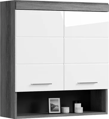 Produktbild von Hängeschrank ca.74 cm breit modern in Hochglanz weiß mit grau SIROCO-158