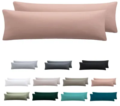 Produktbild von Kissenbezug für Seitenschläfer, 40 x 145 cm, 2er-Set – Kissenbezug 40 x 145 cm, rosa, 100 % Mikrofaser, mit Reißverschluss, weich und knitterfrei