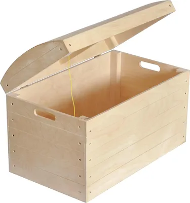 Zdjęcie produktu dla Creative Deco XXL Bardzo Duży Kufer Piracki Drewniany | 56.5 x 33 x 36.5 cm | Skrzynia Niemalowana | Pudełko Idealne na Dokumenty, Pamiątki