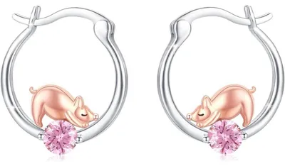 Produktbild von 925 Sterling Silber Creolen mit Tier-Motiv und Zirkonia für Damen und Mädchen
