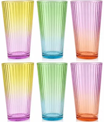 Produktbild von 6 Trinkgläser Bunt Gläser Set Wassergläser Wasserglas Trinkglas Farbig 470ml