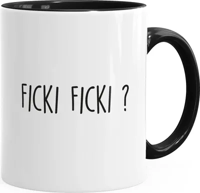 Produktbild von Kaffee-Tasse mit Spruch Ficki Ficki? Motiv lustig Ironie Kaffeebecher MoonWorks® schwarz Keramik-Tasse