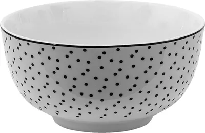 Productafbeelding van Soepkom, porselein, 14 cm, wit/zwart, Clayre & Eef, SDBO