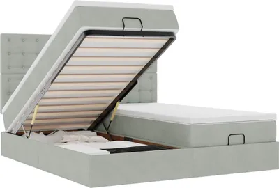Image de vidaXL Ottoman-lit avec matelas & LEDs gris clair 180x200 cm velours