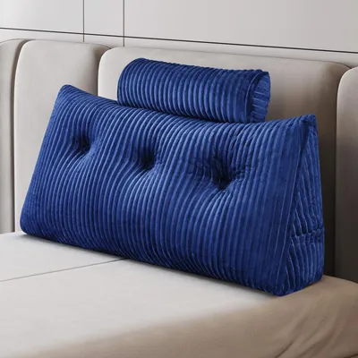 Produktbild von Multifunktionales Keilkissen für Bett und Sofa mit Seitentasche und Rundkissen