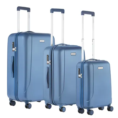 Zdjęcie produktu dla Zestaw walizek CarryOn Skyhopper, 3-częściowy – twarda walizka na kółkach z zamkiem TSA – walizki w rozmiarach S/M/L – niebieskie