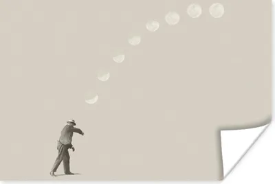 Produktbild von MuchoWow® Poster Jahrgang - Mond - Mensch 60x40 cm - Schlafzimmerdekoration