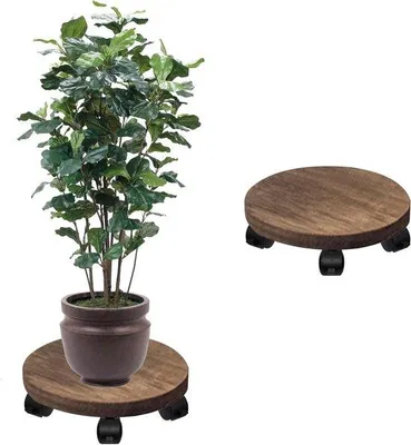 Obrázek produktu pro Dřevěná opora s kolečky – dekorativní opora pro květináče – 30 cm