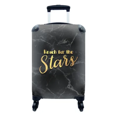 Produktbild von MuchoWow® Koffer Handgepäck Trolley Rollkoffer Kleine Reisekoffer mit 4 Rollen - Zitat - Sterne - Gold - Marmor - Cabin Size < 55x40x23 cm & 55x40x20 cm - Fotokoffer - Kabinenkoffer - Boardgepäck - Reise-Box - Reisekoffer - Reisegepäck - Koffer mit Bild - Trolley für Kinder