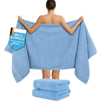 Produktbild von Hammetex Saunahandtücher 2er Set 80x200 cm – 100% Baumwolle Frottier, 500 GSM,
