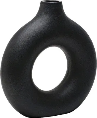 Image de Vase en céramique noir pour fleurs séchées et herbe de la pampa