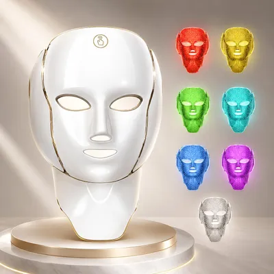 Produktbild von LED Gesichts- und Halsmaske 7 Farben Kabellos USB Aufladbar