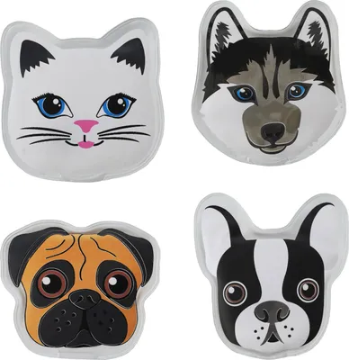 Produktbild von Taschenwärmer 4er Set Hundekopf Katzenkopf 9,5x14cmTaschenheizkissen Wärmer Handwärmer Gelkissen wiederverwendbar