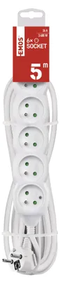 Prodlužovací kabel 5 m / 6 zásuvek / bílý / PVC / 1,5 mm2