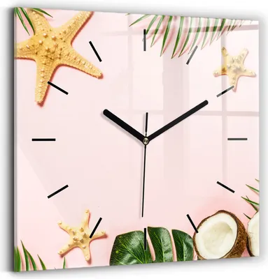 Produktbild von Wallfluent Wanduhr – Stilles Quarzuhrwerk - Uhr Dekoration Wohnzimmer Schlafzimmer Küche - Zifferblatt mit Striche - schwarze Zeiger - 30x30 cm - Sommerstimmung