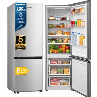 Produktbild von Heinner HCNF-M330INVSE++ Kühl-Gefrierkombination 330 L, No Frost, Inverter, Silber