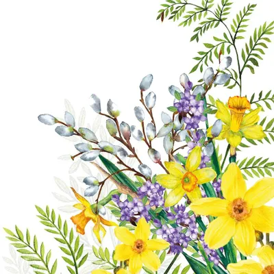 Produktbild von 20 Servietten Springtime - Natürliche Frühlingsblumen 33x33cm