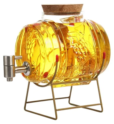 Productafbeelding van Drankendispenser van glas met roestvrijstalen kraan, met metalen standaard en deksel voor warme of koude dranken