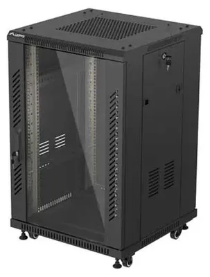 Immagine prodotto di LANBERG, armadio rack da 19 pollici, 18U, dimensioni 600x600 mm, con porta in vetro (confezione piatta), colore nero