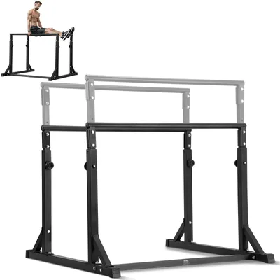 Immagine prodotto di Sbarra per trazioni - Stazione per esercizi a corpo libero - Attrezzo per allenamento della forza - Sbarre parallele - Altezza regolabile - Acciaio estremamente robusto - Capacità di carico: 363 kg