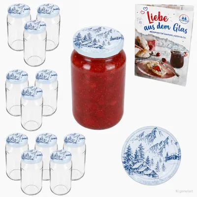 Image de Bocal en verre de 720 ml avec couvercle TO82 Alpen et livret de recettes