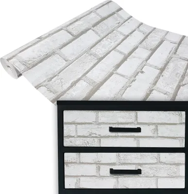 Produktbild von Klebefolie Möbel 45x100 cm - Kalkziegel - Möbelfolie Deko-Stil selbstklebend - PVC Folie für kreative Raumgestaltung - Selbstklebende Folie ideal für Küche, Bad und Möbel-Upcycling