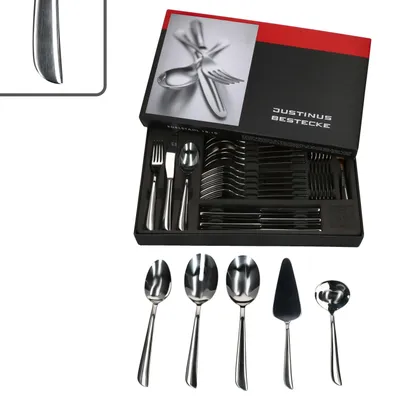 Produktbild von 35tlg Twist Komplett-Besteck-Set inkl Anlegeteile 6 Pers. Messer Gabel Löffel