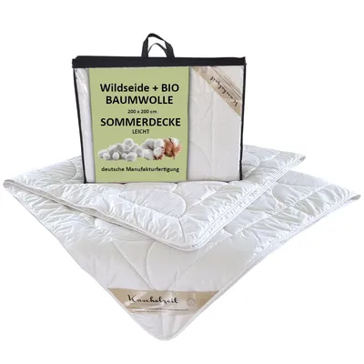 Produktbild von Wildseide Sommerdecke leicht in 200x200 cm 60% Seide und 40% Baumwolle (Bio)