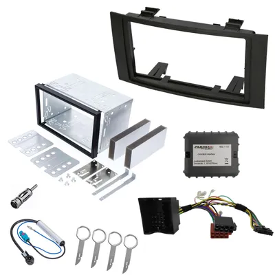 Produktbild von Audioproject A243-10 - Autoradio Radioblende CanBus SET Doppel DIN für VW Touareg 7L ab 2003 T5 Multivan Transporter ab 2003 - 2 DIN Einbaurahmen Radioadapter Antennenadapter Entriegelung