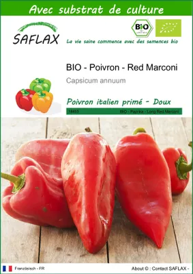 Image de SAFLAX -- Poivron - Red Marconi - 20 graines - Avec substrat - Capsicum