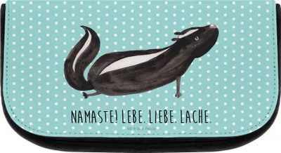 Produktbild von Mr. & Mrs. Panda Kulturbeutel Stinktier Yoga - Türkis Pastell - Geschenk, Skunk, Schminktasche, Organizer, Raubtier, Make-up, Waschbeutel, Namaste, Liebe, kulturtäschchen
