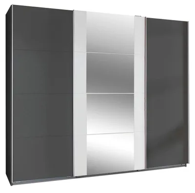Image de Armoire à portes coulissantes Bern, finition au choix, graphite / blanc, 270 x 64 x 210 cm