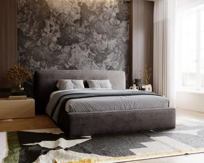 Obrázek produktu pro Čalouněná postel 160x200 Vitoria – manželská postel s úložným prostorem – velké čelo, rošt – tmavě šedá