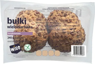 Zdjęcie produktu dla BUŁKI KAJZERKI WIELOZIARNISTE BEZGLUTENOWE (4 szt.) 240 g - WISO