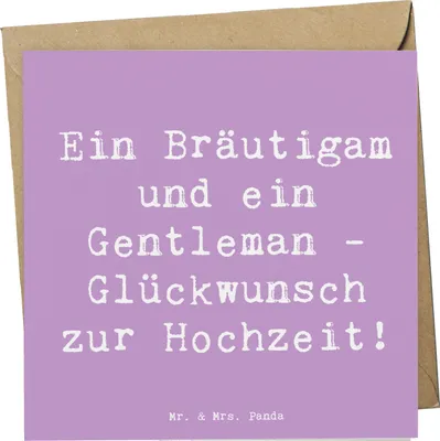 Produktbild von Mr. & Mrs. Panda Grußkarte Spruch Bräutigam Gentleman - Lavendeltraum - Geschenk, Freude, anlasskarte, Herz, Glückwunschkarte, Klappkarte, Geschenke, Heiraten, Heirat