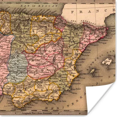 Produktbild von MuchoWow® Poster Länderkarte - Spanien - Iberien 50x50 cm - Wohnzimmerdekoration