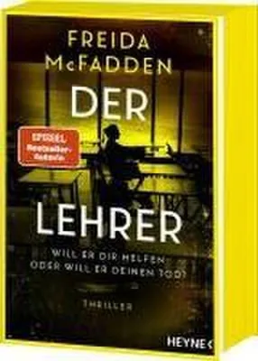 A book cover with a yellow border and a dark interior scene.