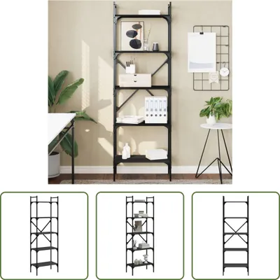 Produktbild von The Living Store Bücherregal 5 Fächer Schwarz 56x31,5x174 cm Holzwerkstoff