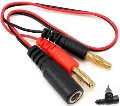 Immagine prodotto di 2.cavo da 1DC a connettore a banana da 4 mm da 30 cm per occhiali FPV Fatshark | Connettività flessibile | Alimentazione affidabile | Design rosso e nero