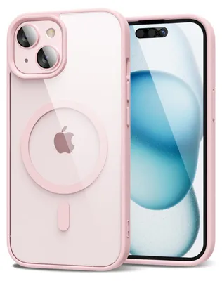 Obrázek produktu pro Magnetický kryt pro iPhone 15, kompatibilní s MagSafe, průhledné nárazuvzdorné pouzdro, ochranný zadní kryt Růžový