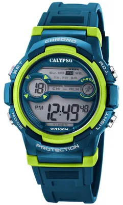 Image de Calypso Jeunesse Montre numérique K5808/3PolyuréthaneMontre bleu foncé vert clair UK5808/3