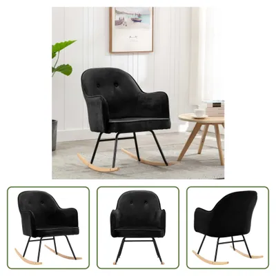 Produktbild von The Living Store Schaukelstuhl Schwarz Samt