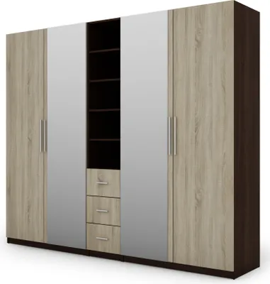 Produktbild von Meblast | Schrank 260/220; Dunkles Sonoma / Helles Sonoma mit 2 Spiegeln - Premium Beschläge | Möbel, Flexibilität, Eleganz