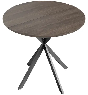 Produktbild von Runder Küchentisch, 80 cm, kompakte Tischplatte, Spanplatte, Metall, Braun