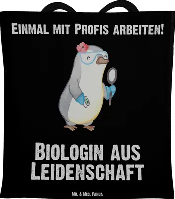 Produktbild von Mr. & Mrs. Panda Tote Bag Biologin Leidenschaft - Schwarz - Geschenk, Bachelor, Beutel, Master, dokumententasche, Shopping Tasche, Lustig, Laptoptasche, Spruch